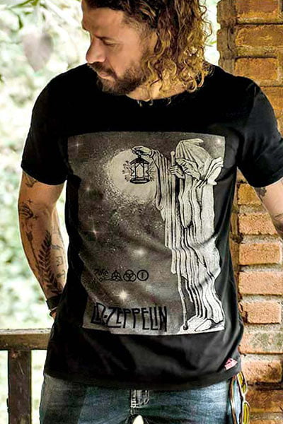 Camiseta Led Zeppelin Masculina Preta Básica