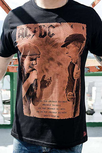 Camiseta AC DC Masculina Preta Básica